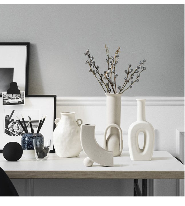 White Nordic Vase. Minimalist Flower Vase. Chic Home Decor Idea. WickedYo